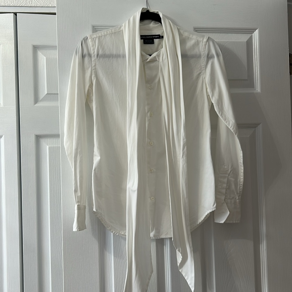 Ralph Lauren Sport long sleeve button up with tie neckline size 2